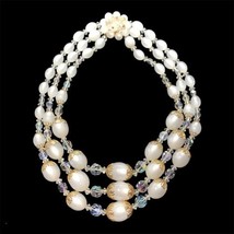 vintage multi strands pool of light ab crystal beads necklace 16” - £69.00 GBP