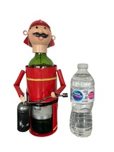 Metal Firefighter Wine Bottle Holder, Caucasian, Mustache, Fire Extinguisher - £21.08 GBP