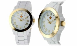 NEW Louis Richard 9106 Women&#39;s Kensing Sunray Dial Gold Accents White Watch - £41.24 GBP
