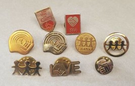 United Way Vintage Lapel Pin Lot of 9 Different Hearts Hands People Pinchback - £27.50 GBP