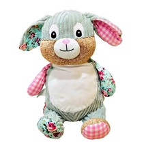 Cubbies Pink Floral Sensory Bunny Rabbit Plush Corded Patchwork Lovey 12 Inch - £11.50 GBP