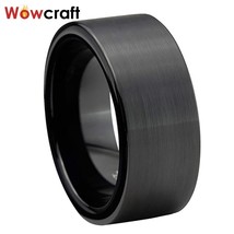10mm 12mm black tungsten carbide wedding band for men brushed finish comfort fit thumb200