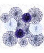 Wonderjune Chinoiserie Hanging Paper Fans Blue White 12 Pcs Party Decor - €14,55 EUR Wonderjune Chinoiserie Hanging Paper Fans Blue White 12 Pcs Party Decor - €14,55 EUR