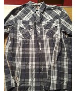 Amplify Men&#39;s Check Pattern Button Down Long Sleeve Shirt, Size L, Gray/... - $20.83 CAD