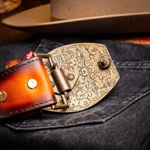 Texas Caiman and Calfskin Western Belt Aged Maple image 7