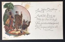 Antique A Joyous Christmas Greeting Card Three Wise Men Pre-1920 Divided Back - $15.00