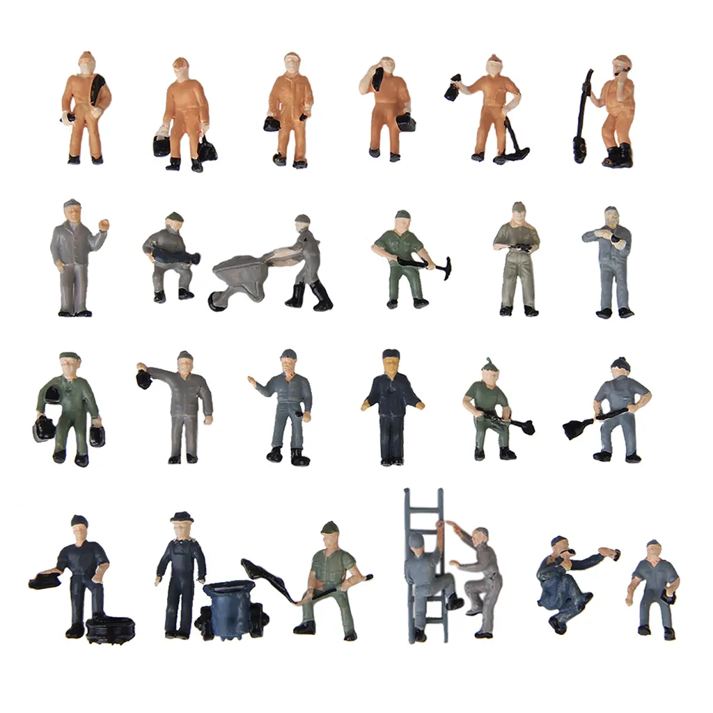 25pcs Model Train Track Railroad Worker People Figures With Tools 1:87 HO Scale - £10.62 GBP+