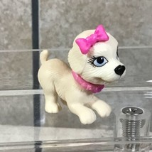 Barbie Pet Dog Puppy Bobble Head White Pink Bow &amp; Collar Toy Magnetic Nose - $6.92