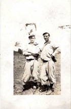 ~1910 real photo post card: 2 baseball players in uniform father &amp; son? ... - $188.49 MXN
