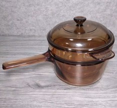 Visions Double Boiler Pot W/ Pyrex Lid Amber Cookware V 1.5 B, V 20 B &amp; ... - $40.46