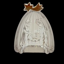 Mikasa Golden Stars Nativity Creche Scene Frosted Glass Germany Votive /Candle  - $12.16