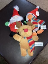 Beverly Hills Teddy Bear Co Plush Seasonal Christmas Character Ornament Set of 3 - $13.19
