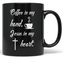 PixiDoodle Love Coffee and Jesus Religious Coffee Mug (11 oz, Black) - £20.82 GBP+