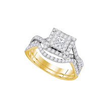 14K Yellow Gold Halo Infinity Diamond Bridal Engagement Wedding Ring Set... - £1,105.43 GBP
