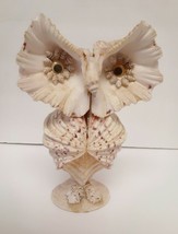 Sea Shell Owl Bird Art Sculpture Figurine Figure Hand Crafted Folk Art Lg 8.25&quot; - £23.13 GBP