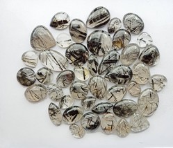 Natural Black Rutile/tourmaline Quartz Gemstone Cabochon - Rutile jewelry - ruti - £31.69 GBP