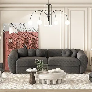 Merax Modern Curved Sofa, Back Upholstered Couch with 5 Decorative Throw... - $1,332.99