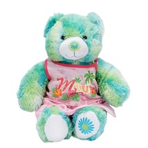 Build A Bear Teddy Plush 16&quot; Green Blue Flower Maui Hawaii Outfit Stuffe... - $23.62