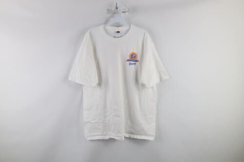 Vintage NASCAR Mens XL Tide Downy Racing Spell Out Double Sided T-Shirt White - $42.04