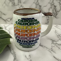 Vintage 70s California Oversize Coffee Mug Beer Stein Cup Rainbow Letters - $461.15 MXN