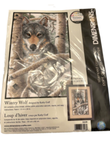 Cross Stitch Kit Wintry Wolf 2006 Dimensions Kathy Goff Stamped NIP 9 by 14 In - $17.63