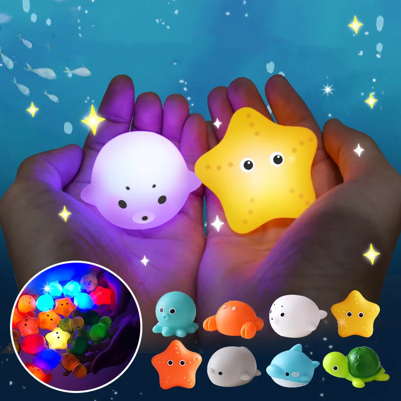 New Baby Cute Animals Bath Toy Light Up Swimming Water Toys Soft Rubber Float - £10.78 GBP+