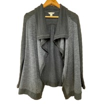 Lucky Brand Women&#39;s Black/Grey Gray Drape Open Front Sweater Cardigan SMALL - £15.77 GBP
