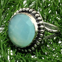 Chalcedony Faceted Round Solid 925 Silver Natural Gemstone Ring Jewelry - $6.79