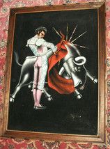 Torero Bullfighter Matador Painting On Velvet Pop Culture Retro Man Cave Decor - £79.62 GBP