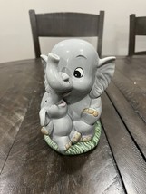 Vintage Enesco Elephant Coin Bank - Mommy Elephant with Baby Elephant St... - $24.74