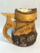RARE VINTAGE German Hand Carved Birch Wood Beer Stein Mug Tree Bark wood Art - £112.07 GBP