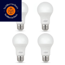 Feit Electric A19 LED Light Bulbs, 60W 4 Count (Pack of 1), 5000k Daylight  - $28.76