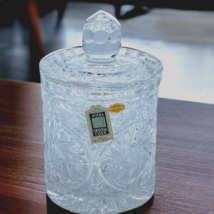 Vtg Avitra Crystal Corp. Clear Crystal Hand Cut Candy Cookie Jar 6.5&quot; Poland - £30.07 GBP