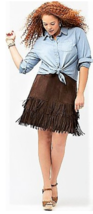  Lane Bryant Fringet Skirt Sz.22 Brown  - $29.97