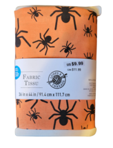 Loops &amp; Threads Fabric - New - 36&quot; x 44&quot;  - Orange with Black Spiders - £7.98 GBP