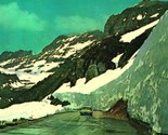 Snowbanks and Car Going To The Sun Highway Glacier National Park Postcar... - $3.91