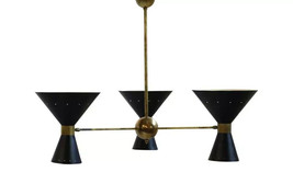 Stilnovo Style Modern Brass 6 Lights Sputnik Chandelier Lighting Fixture Black - £274.17 GBP