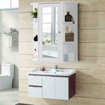 Home Bathroom Wall Mount Cabinet Storage Shelf Over Toilet W/ Mirror Door - £58.97 GBP