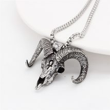 Men Goat Head Pendant Necklace Fashion Vintage Stainless Steel Egyptian Cross Ne - £19.14 GBP