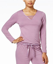 Alfani Satin-Trimmed V-Neck Pajama Top, Lilac pop, Size XS, MSRP $24 - £9.56 GBP