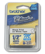 Brother M231 P-touch Label Tape 1/2&quot; Black on White 31 Count - £4.59 GBP