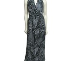 VTG Joseph Ribkoff Halter Chiffon Maxi Dress S Gray &amp; Black Geometric Pr... - £47.33 GBP