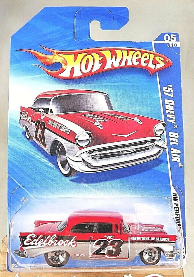 2010 Hot Wheels Kmart #103 HW Performance 5/10 '57 CHEVY BEL AIR Red-Silver w5Sp