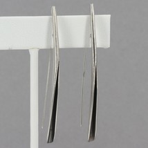 Vintage Silpada Oxidized Sterling Long Sleek Folded Threader Wire Earrin... - £31.45 GBP