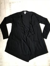  Chico’s Size 2 Large  Cardigan Stretch Black Long Sleeve Sweater Open F... - £20.99 GBP