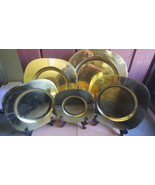 VINTAGE 5 PIECE A/S ITALY MODERNIST BRASS STERLING SILVER CHARGER SET MC... - $400.00