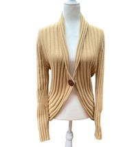 JONES NEW YORK SIGNATURE Wool Blend Beige Ribbed Knit Cardigan Size Large L - £21.36 GBP