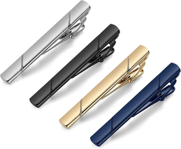 Tie Clips for Men, Black Gold Blue Silver Tie Bar Set for Regular Ties, ... - $12.68