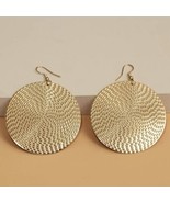 Women&#39;s 80s Fashion Gold Round Block Boho Retro Drop Dangle Earrings Jew... - £13.15 GBP