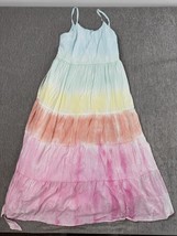 Crown &amp; Ivy Dress Womens Medium Pastel Ombre Tie Dye Maxi Tiered Spaghet... - $24.74